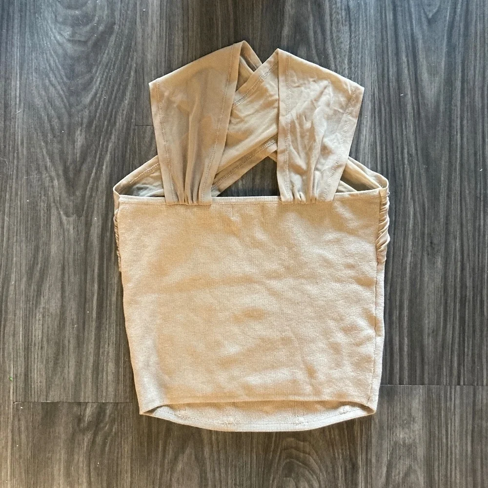 Promise the Label Shaper Fit Cross-Front Rib-Knit Corset Top in Taupe/Tan- NWOT - Picture 5 of 6